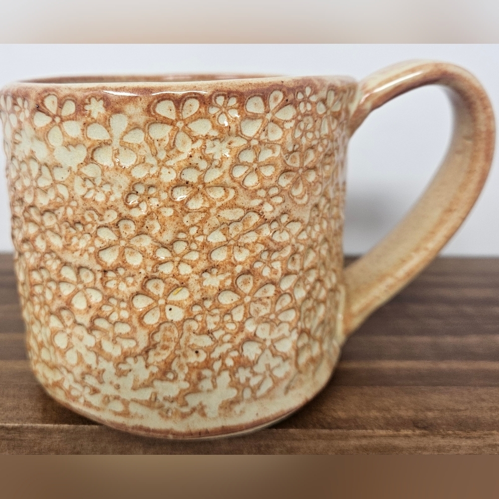 Hand Crafted Flower Stamped Coffee Mug